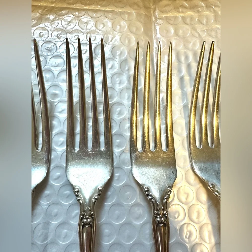 6 Wallace Sterling Silver Forks 7 1/8” Old Atlanta 268 Grams‎